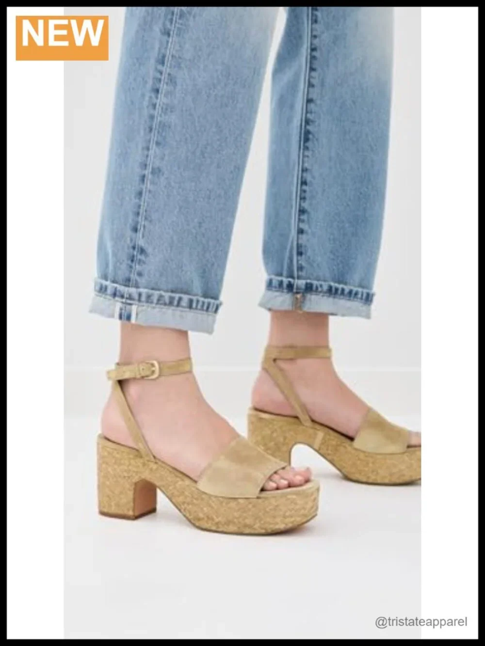 Raffia Trim Platform Sandals with Cushioned Footbed